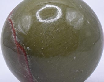 Yellowish Green Aragonite w/ Red Inclusions Sphere Polished 51mm 190g Natural Collectible Gemstone Crystal Mineral Décor Specimen Ball