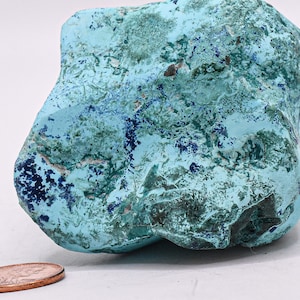 Blue Green Chrysocolla w/ Turquoise Malachite Shattuckite Freeform Specimen Polished 155g 61mm Collectible Natural Gemstone Crystal Mineral