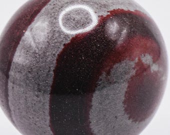 Shiva Lingam Stone Sphere Polished 39mm Natural Banded Reddish Brown White Sacred Narmada River Gemstone Crystal Mineral Collectible Ball