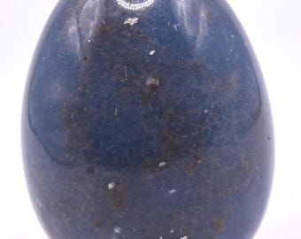 Blue Angelite Anhydrite Carved Egg Polished 62mm 195g Natural Peruvian Gemstone Crystal Mineral Collectible "Angel Stone" Décor Specimen