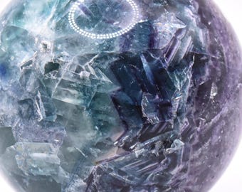Fluorite Carved Sphere Polished 70mm 1.3LBs! Blue Purple Mixed Collectible Natural Sparkling Gemstone Crystal Mineral Décor Specimen Ball