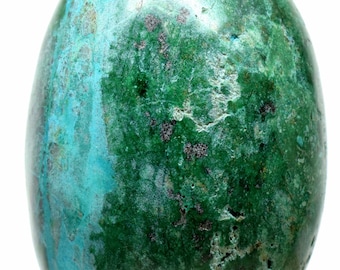 Blue Green Chrysocolla w/ Inclusions Carved Egg Polished 61mm 155g Natural Gemstone Crystal Mineral Collectible Décor Specimen