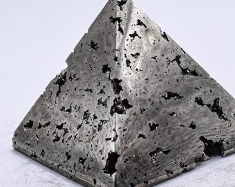 Iron Pyrite Carved Druzy Cluster Pyramid Polished 50mm 155g Natural Sparkling Collectible Gemstone Crystal Mineral Décor Specimen