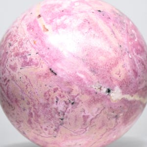Rose Pink Rhodochrosite w/ Inclusions Carved Sphere Polished 54mm 290g Collectible Natural Gemstone Crystal Mineral Décor Specimen Ball