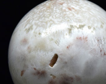 White Scolecite Spays w Black Inclusions Carved into Sphere Polished 60mm 250g Natural Zeolite Gemstone Crystal Mineral Collectible Ball