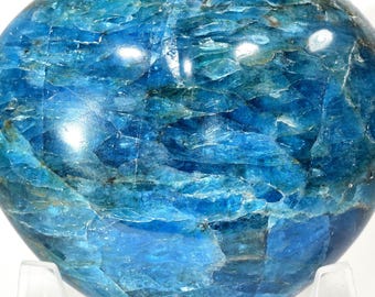 Blue Apatite Carved Puffy Heart Polished 69mm 220g Natural Sparkling Collectible Gemstone Crystal Mineral Décor Specimen