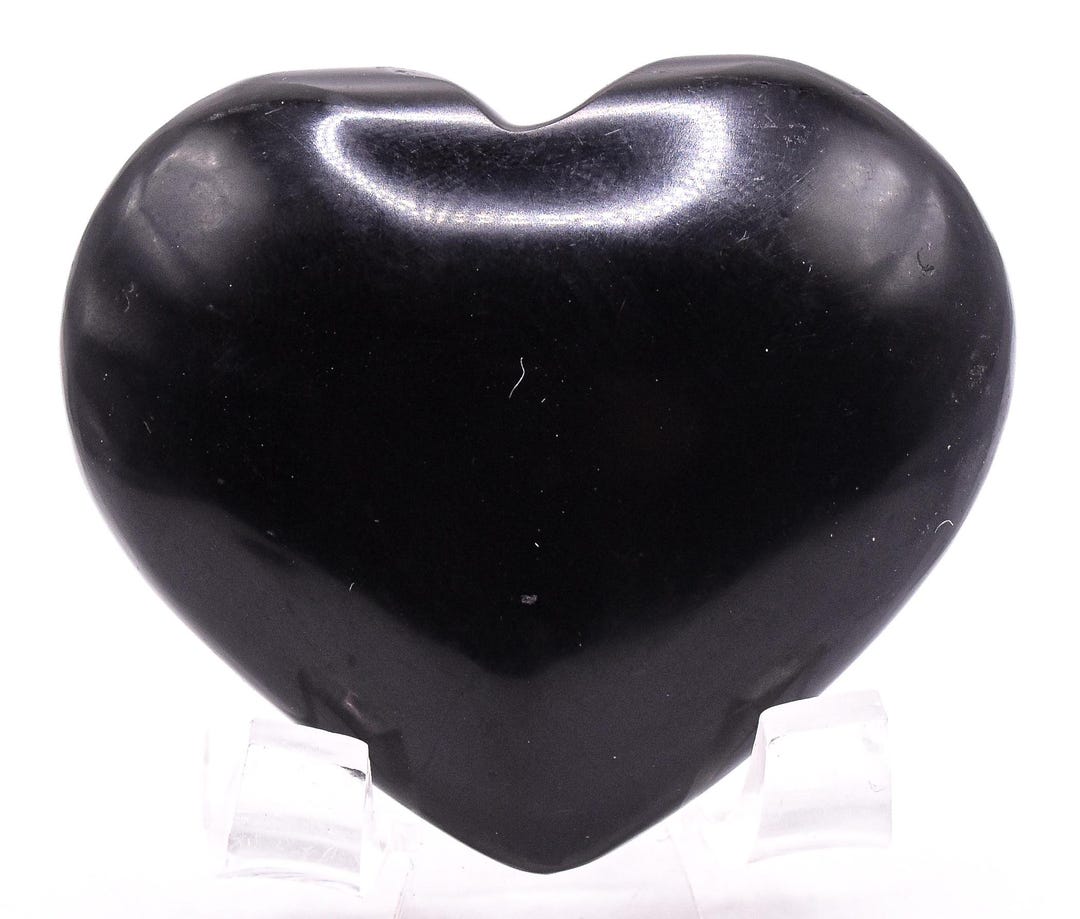 【極美品・定価8.95万円・g54】 Polished Black Onyx Black Onyx Puffy Heart Polished 57mm 95g Natural Peruvian
