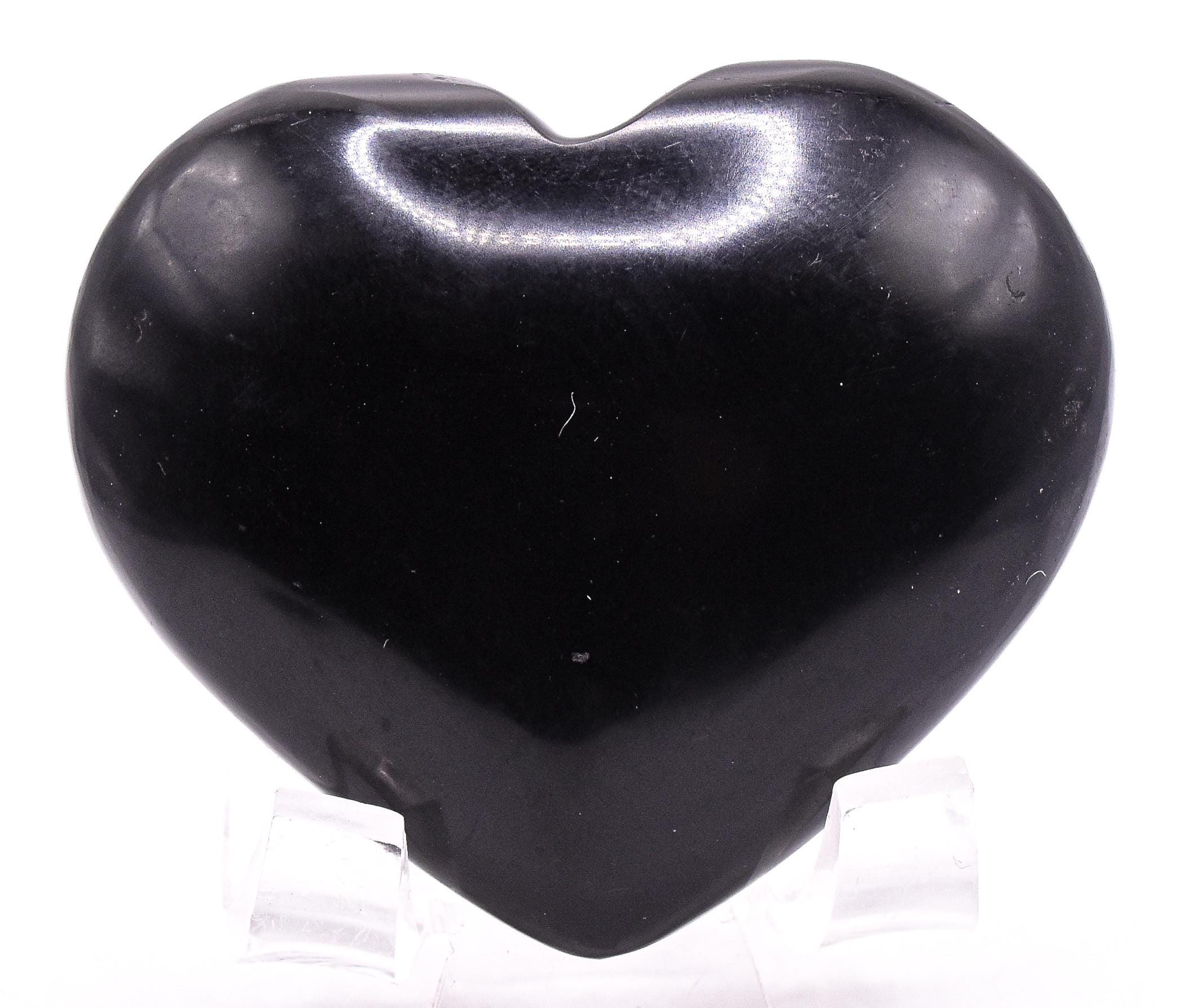 【極美品・定価8.95万円・g54】 Polished Black Onyx Black Onyx Puffy Heart Polished 57mm 95g Natural Peruvian