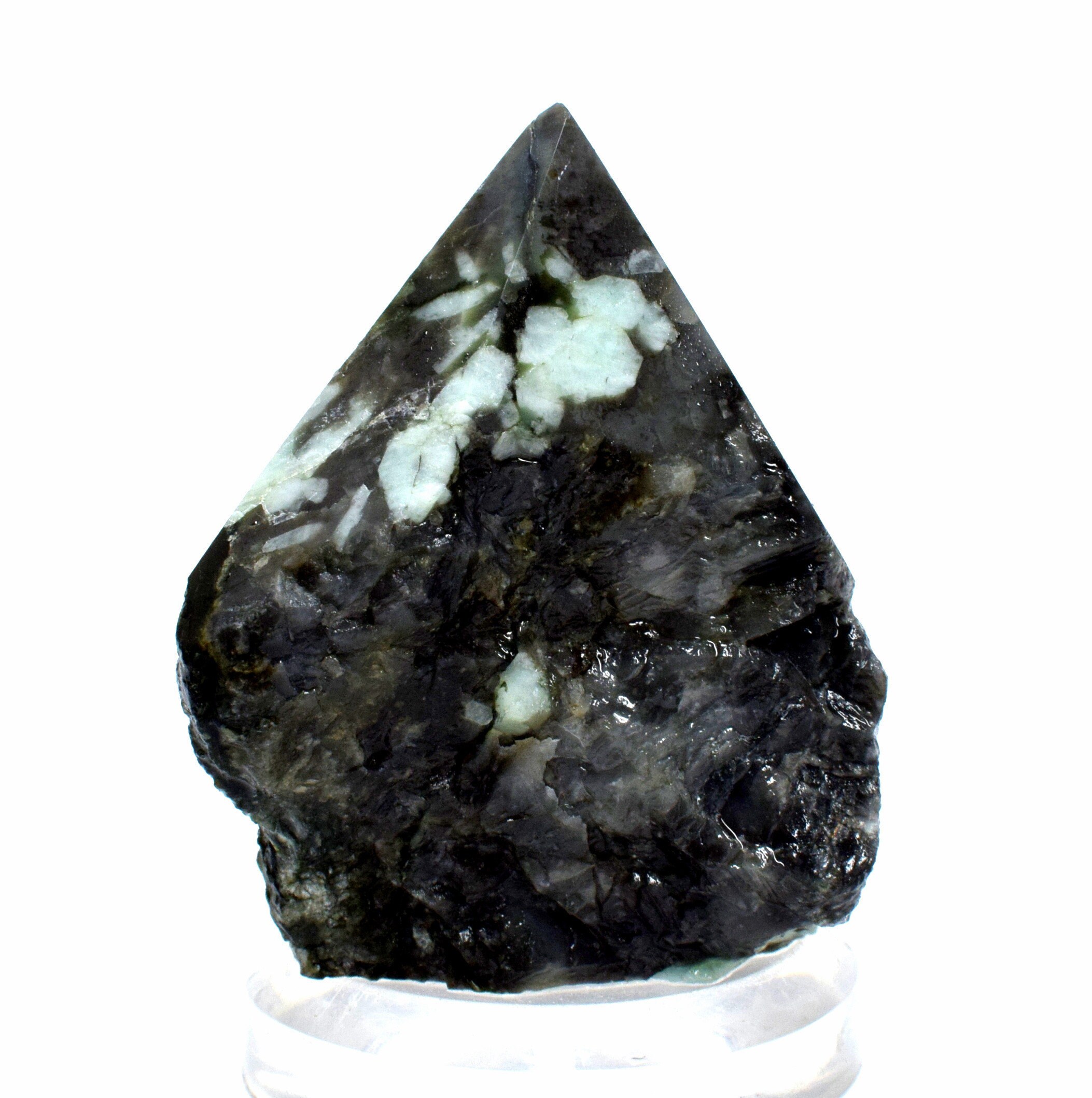 Lovely Green Emerald in Black Rock Matrix Carved into Point 65mm 145g Natural Beryl Gemstone Crystal Mineral Collectible Specimen Rough