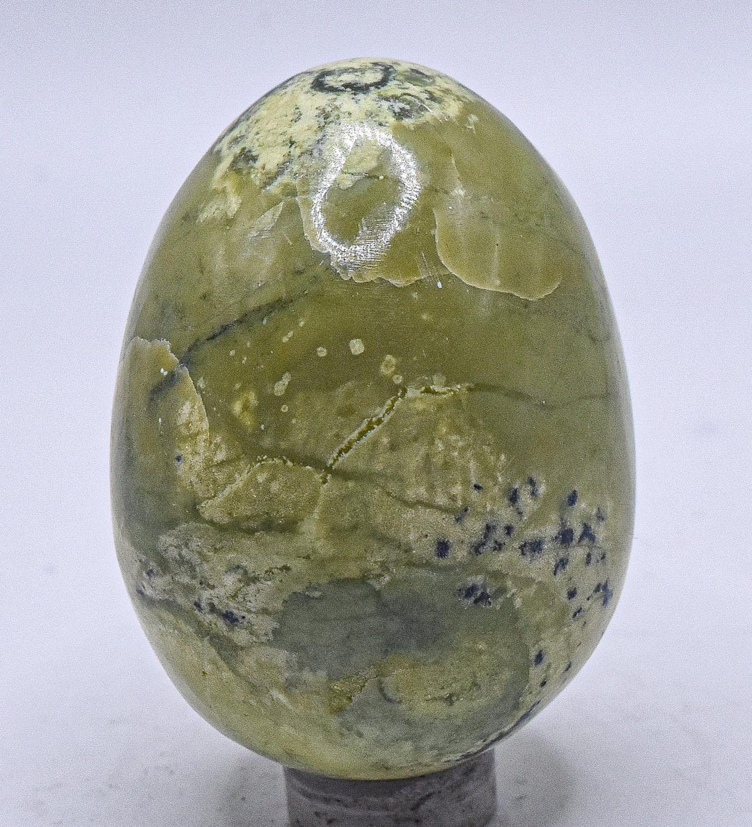 Yellowish Green Serpentine W/ Inclusions Carved Egg Polished 53mm 105g ...