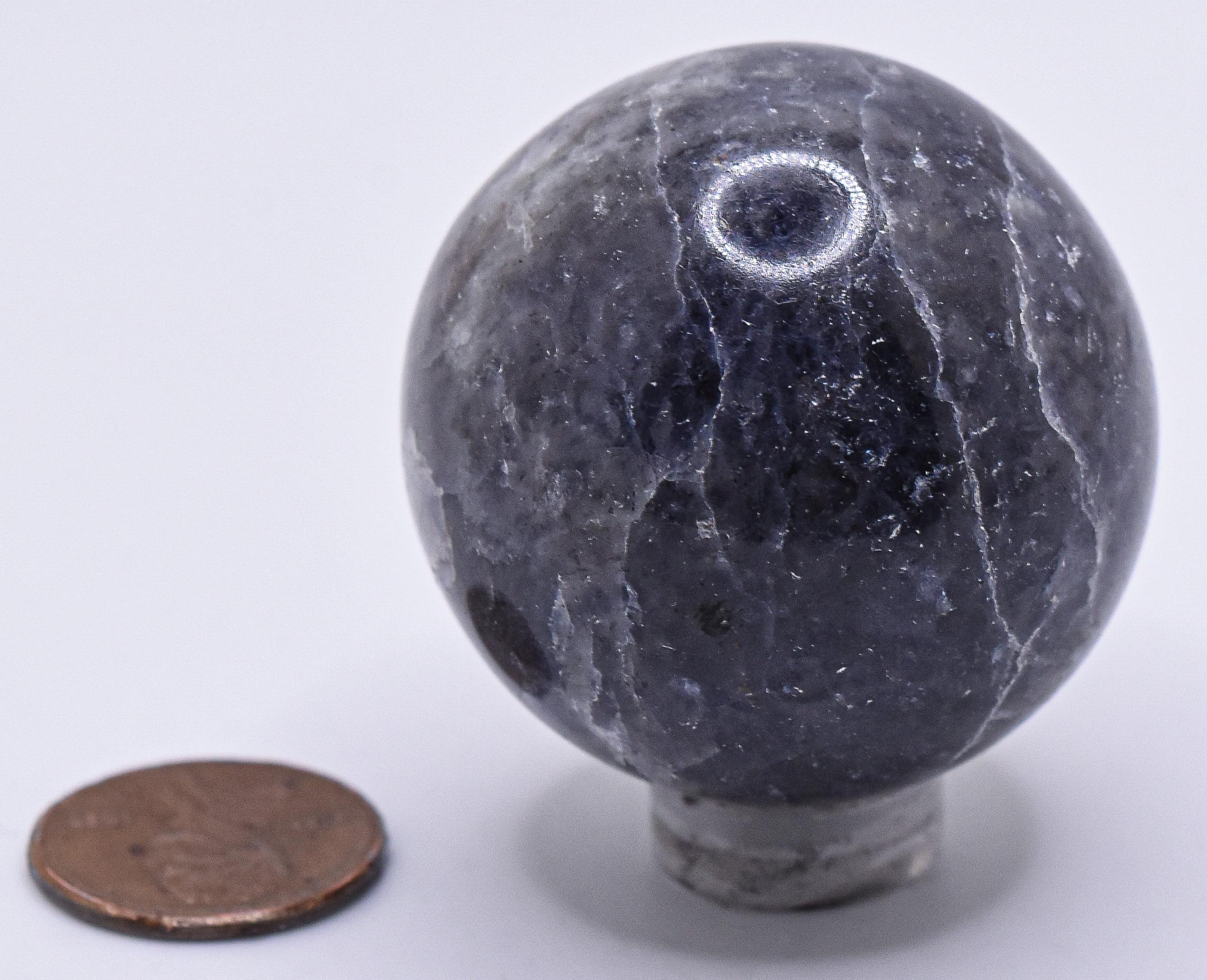 Blue Purple Iolite W/ Inclusions Carved Sphere Polished 39mm 85g ...