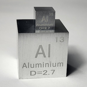 Alumin & Aluminchick - 10mm (0.39&quot;) + 25.4mm (1&quot;) Aluminum Cubes up to 99.6% Pure Periodic Table Element Engraved Density Display Collection