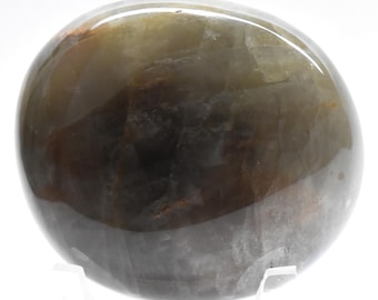 Black Golden Orange Moonstone Palm Stone Polished 56mm 135g Natural Sparkling Feldspar Gemstone Crystal Mineral Collectible Specimen