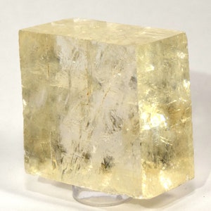 Golden Clear Yellow Optical Calcite Specimen Sparkling Natural 43mm 325ct Carat Iceland Spar Gemstone Crystal Mineral Collectible Rough