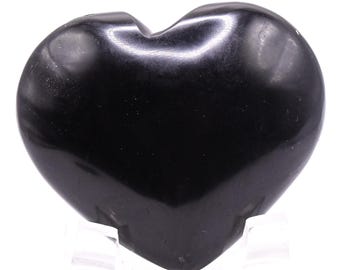【極美品・定価8.95万円・g54】 Polished Black Onyx Black Onyx Puffy Heart Polished 57mm 95g Natural Peruvian
