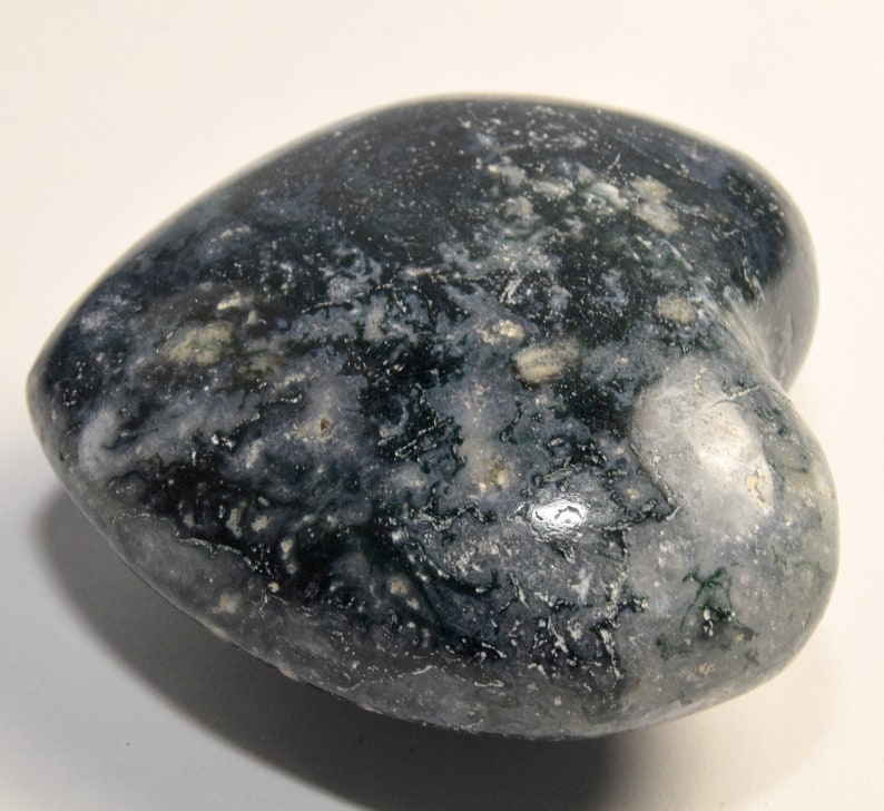 Dark Green Moss Agate Carved Heart Polished 76mm 255g Natural | Etsy