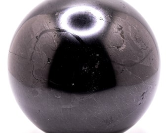 Large & Heavy Black Shungite Carbon Sphere Polished 83mm 1.5LBs! Natural Gemstone Crystal Mineral Collectible Décor Specimen Ball