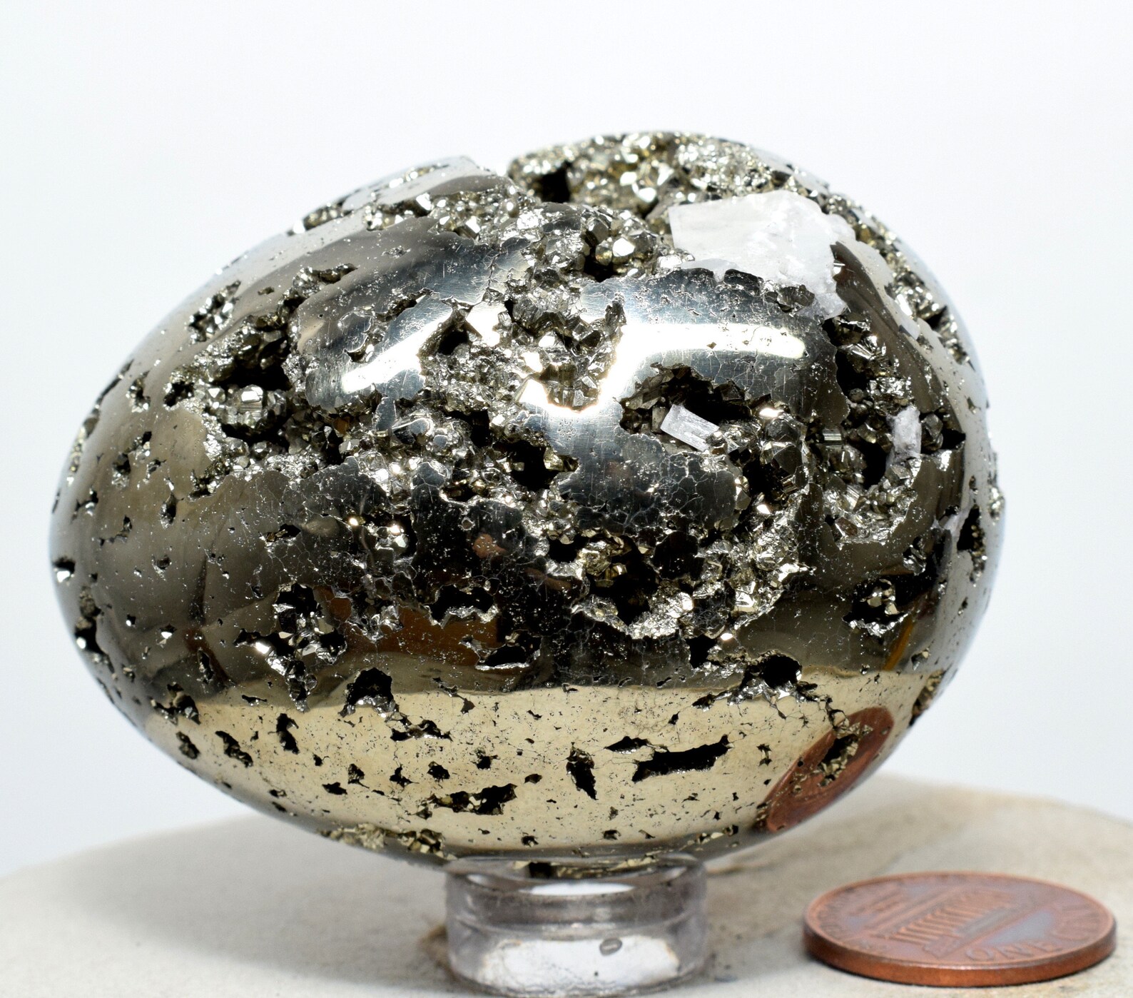 Silverish Iron Pyrite Geode Egg w/ Clear Quartz Inclsuions Etsy