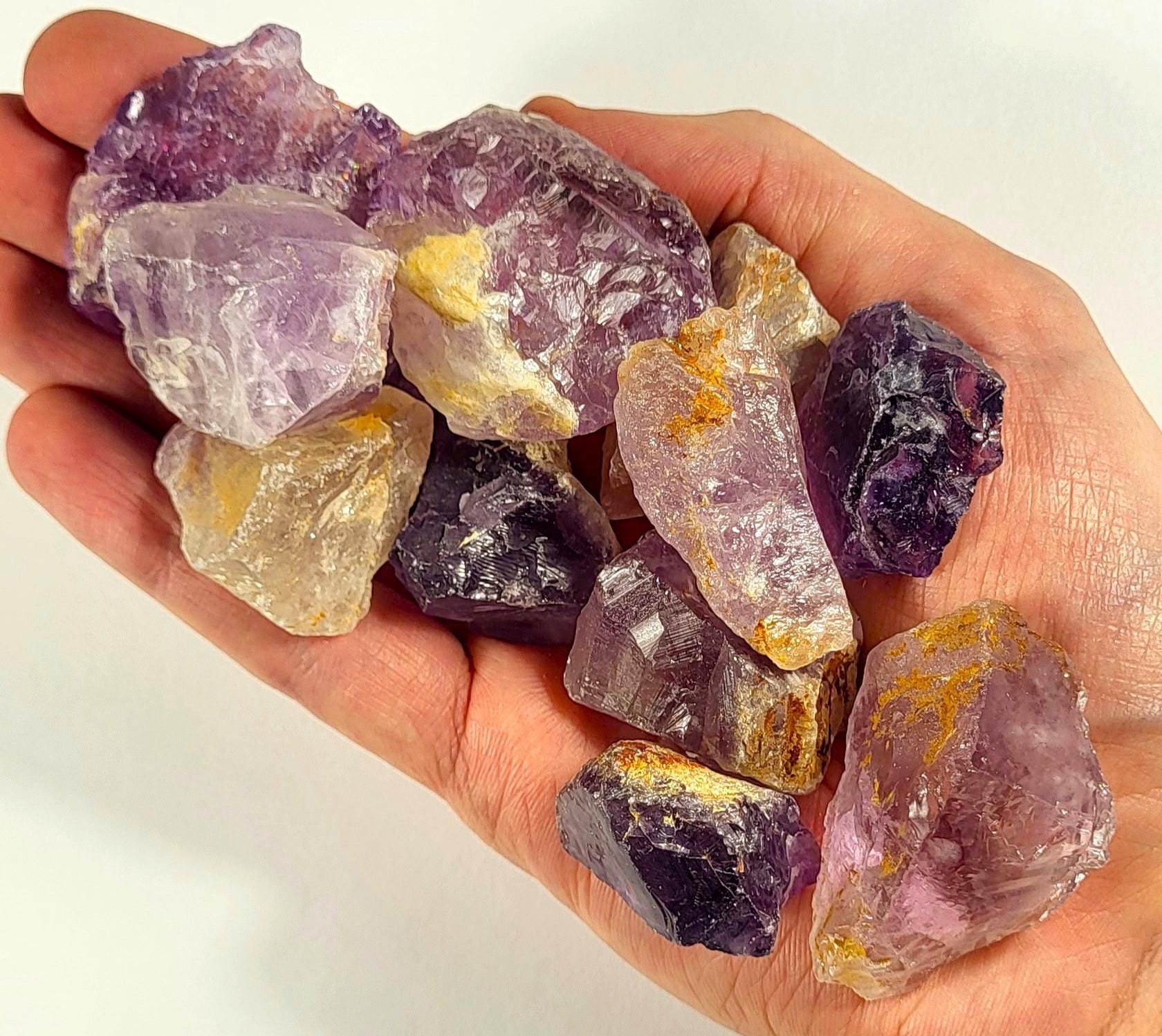3pcs of Purple Orange Amethyst (ametrine?) Rough Stones Natural