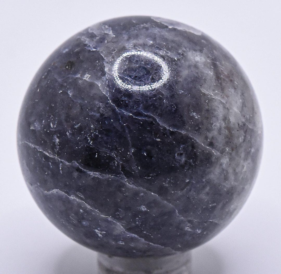 Blue Purple Iolite W/ Inclusions Carved Sphere Polished 39mm 85g ...
