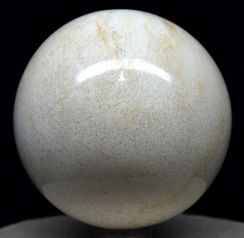 White Scolecite Spays w Black Inclusions Carved into Sphere Polished 60mm 250g Natural Zeolite Gemstone Crystal Mineral Collectible Ball