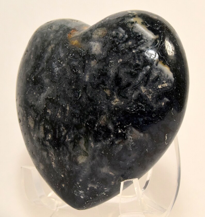 Dark Green Moss Agate Carved Heart Polished 76mm 255g Natural | Etsy
