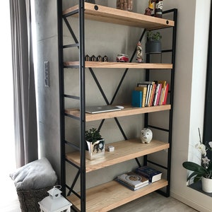 Industrial Bookcase Regal (Ash-Wood-Steel)