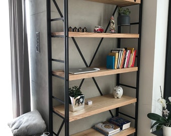 Industrial Bookcase Regal (Ash-Wood-Steel)