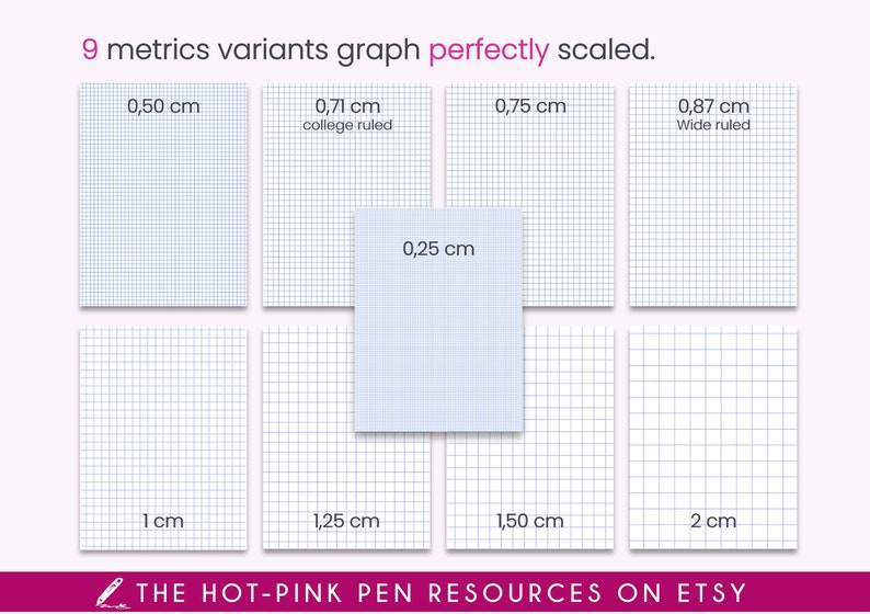 Printable Graph Paper Metric Graph Papers Digital Graph Etsy