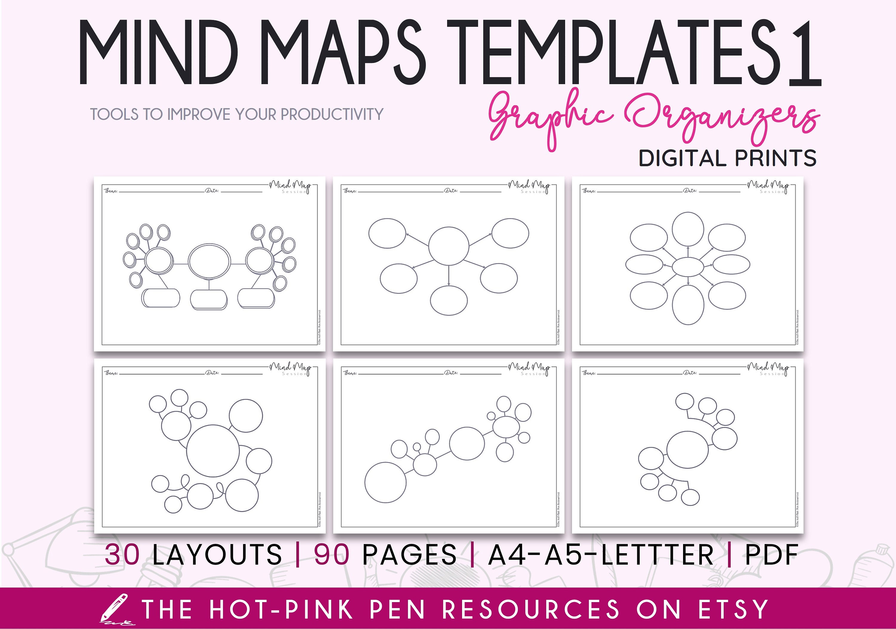 Mind Map Templates Bundle1 Brainstorming Printables - Etsy