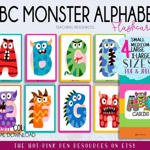 Monster ABC | Alphabet Flashcards | Funny ABC letters | Pdf | toodlers | Pre-K | Preschool | homeschooling | Kindergarten | Instat download