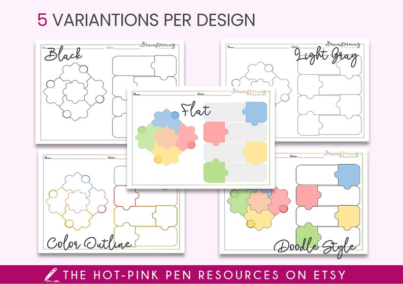 Brainstorm Templates 2 Puzzle Style Brainstorm Planner Digital Graphic Organizers Mindmaps