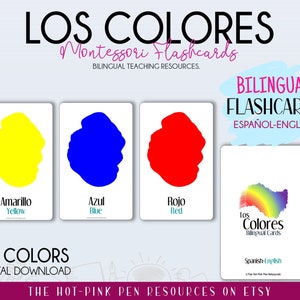 Los Colores -Colors | MONTESSORI  Flashcards | Bilingual flashcards | Español- English | Spanish resources | Spanish  Learning Resources