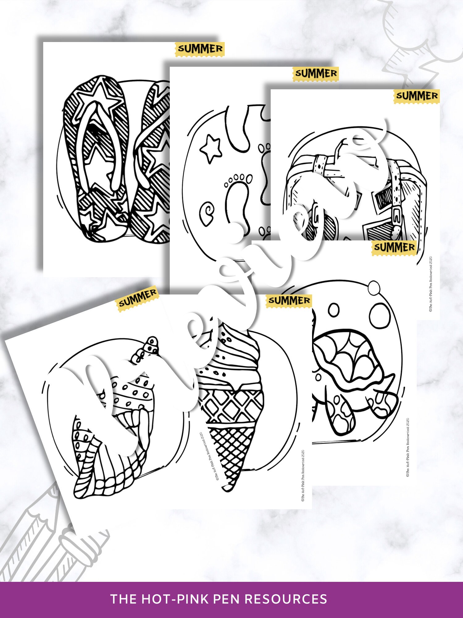 summer coloring pages printables pdf worksheets etsy