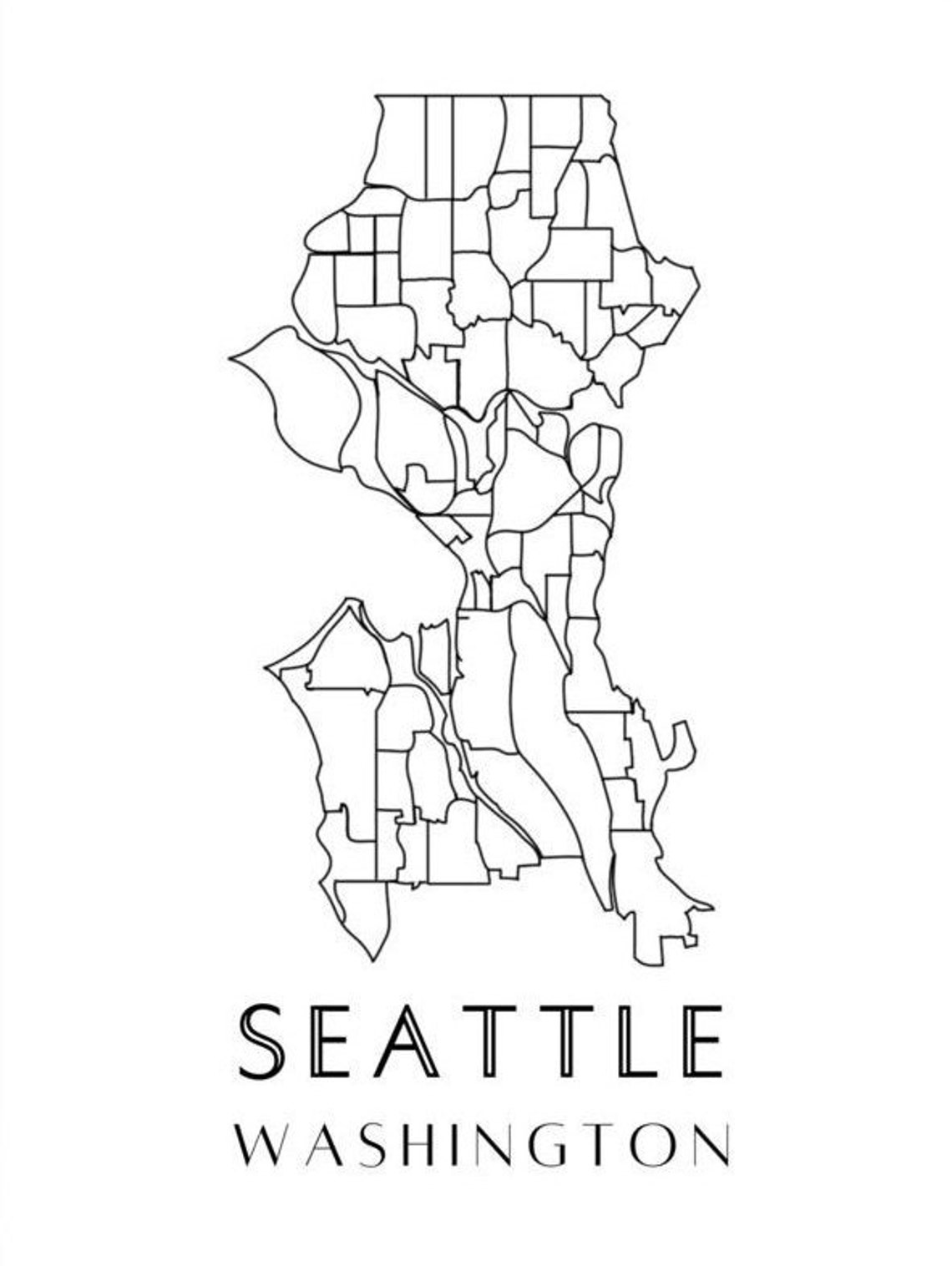 Digital Download Seattle Stencil Map - Etsy