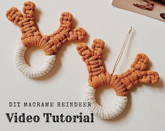 Macrame Reindeer PATTERN, Macrame Christmas ornament tutorial, Reindeer ornament tutorial, macrame animal