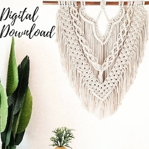 Macrame Pattern - Written PDF and Knot Guide, Diy macrame wall hanging, Digital download, macrame wall hanging pdf