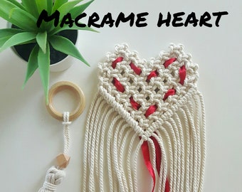 Macrame Love Heart Pdf PATTERN - Written PDF and Video macrame tutorial, Macrame garland, macrame keychain, Bridal decor