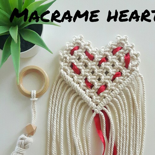 Macrame Wall Hanging Pattern Small Heart Wall Hanging Etsy