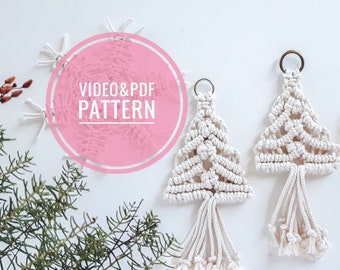 Christmas Tree Macrame Pattern, Macrame Christmas ornaments, Tree ornament, Video&PDF Tutorial for beginners