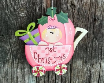 Babys 1st Christmas - Pink Stroller ornament