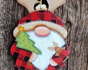 Woodsy Reindeer Gnome tree ornament
