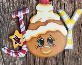 JOY gingerbread ornament