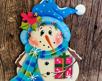 Snowmie handpainted tree ornament