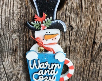 Warm and Cozy Snowman tree ornament
