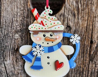 Cupcake Snowman tree ornament