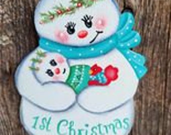 1st Christmas Snowman with baby