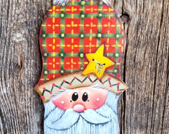 Plaid santa ornament