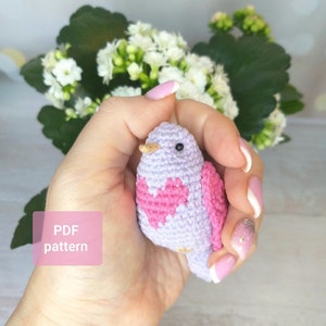 Bird Crochet Pattern Mother's day DIY Amigurumi bird tutorial, tree ornament DIY, crochet Valentine home decor, digital download