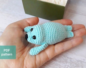 Seal Crochet Pattern, Amigurumi crochet animals tutorial, sea creature crochet, miniature animal DIY for kid, digital download